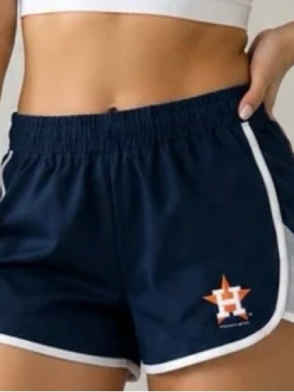 Houston Astros Women's Navy Athletic Shorts with White Trim